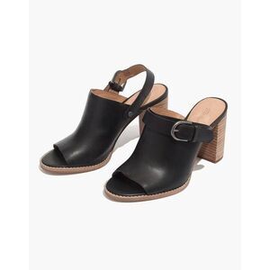 Madewell Riley Black leather slingback convertible open toe mule heel womens 7.5